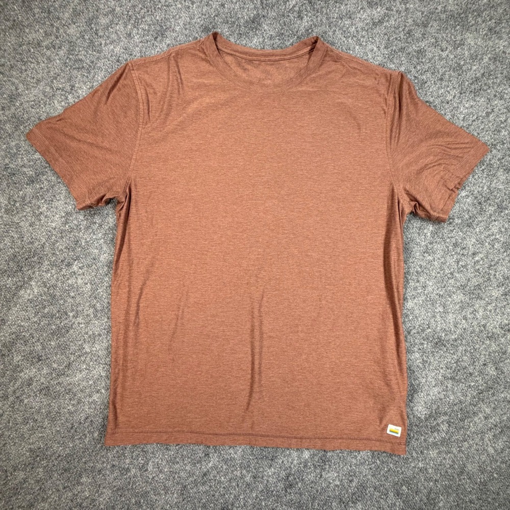 Vuori Strato Tech Tee Mens Large Brown Heathered Short Sleeve T-Shirt 0892